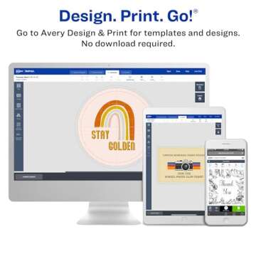 Avery Square Labels with Sure Feed, 3" x 3", 60 Glossy White Labels (36481)