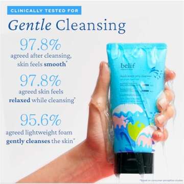belif Aqua Bomb Hydrating Jelly Cleanser, Gentle Hydrating Face Wash, Mild Facial Cleanser,Good for Dryness, Uneven Texture, Gel-to-Foam Cleanser,For All Skin Types, Korean Skin Care