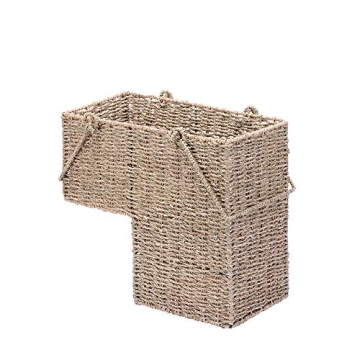 14-Inch Handmade Seagrass Staircase Basket with Handles - Stylish Storage Solution