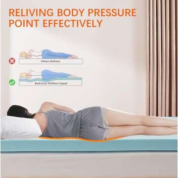 BedLuxury 3 Inch King Size Cooling Gel Memory Foam Mattress Topper, Mattress Pad Cover for Pressure Relief, Bed Topper with Removable Cover，Soft & Breathable