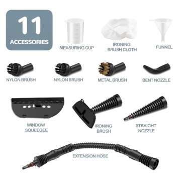 Spurgehom Handheld Steam Cleaner, Portable Steamer with Large Capacity,11-Piece Accessory Set for Floor, Car, Carpet, Upholstery, Couch, Tile, Windows Cleaning (Grey)