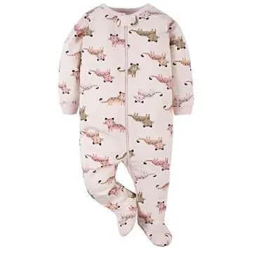 Gerber Baby Girls 4 Pack Sleep 'N Play Footie Leopard Pink 0-3 Months