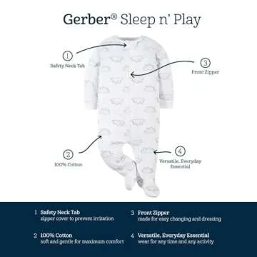 Gerber Baby Girls 4 Pack Sleep 'N Play Footie Leopard Pink 0-3 Months