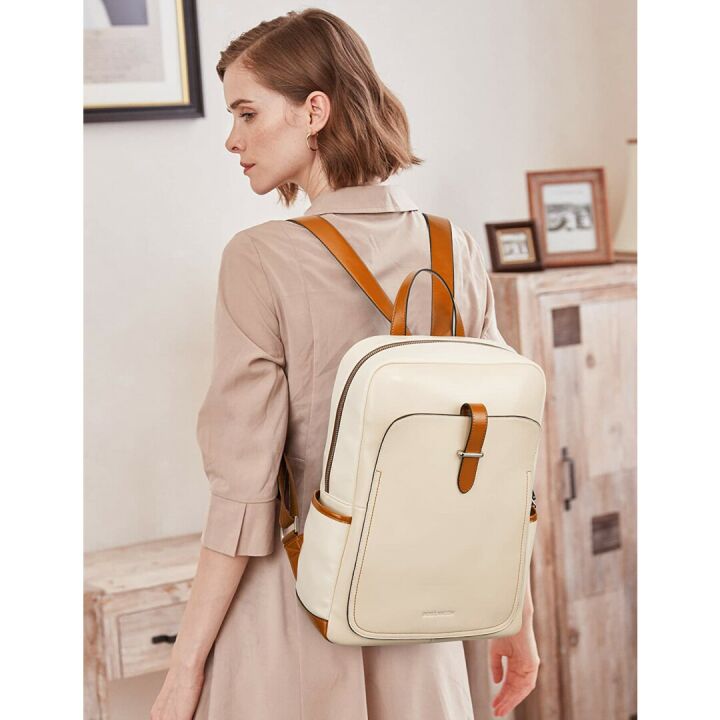 BOSTANTEN Women's Leather Laptop Backpack 15.6"