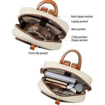 BOSTANTEN Women's Leather Laptop Backpack 15.6"