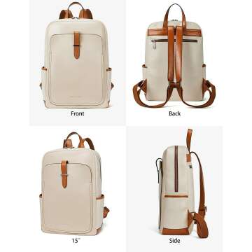 BOSTANTEN Women's Leather Laptop Backpack 15.6"