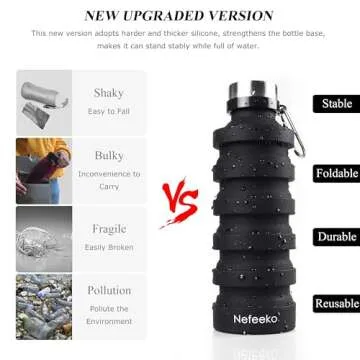 Nefeeko Collapsible Water Bottle, 27oz Reuseable BPA Free Silicone Foldable Portable Leak Proof Spor...