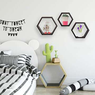 Halter Hexagonal Shaped Hanging Shelf Set of 3 - Elegant Storage Solutions