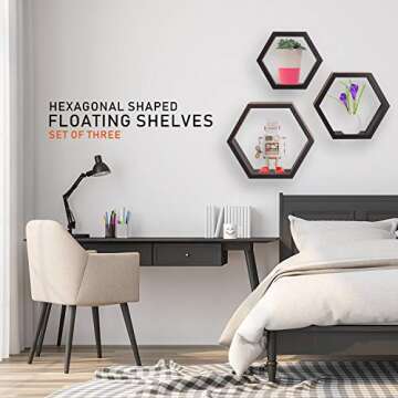 Halter Hexagonal Hanging Shelf Set of 3 for Home Decor