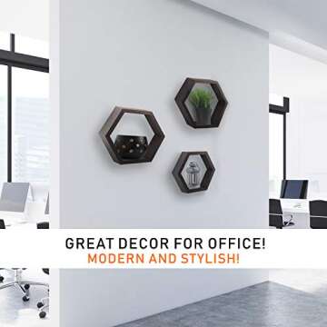 Halter Hexagonal Hanging Shelf Set of 3 for Home Decor