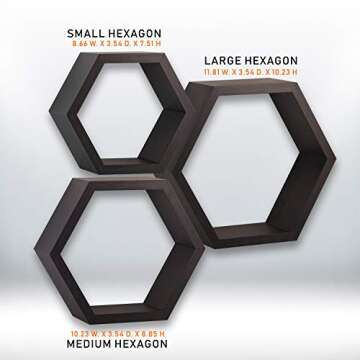 Halter Hexagonal Hanging Shelf Set of 3 for Home Decor