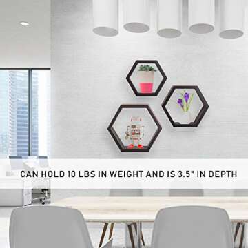Halter Hexagonal Hanging Shelf Set of 3 for Home Decor
