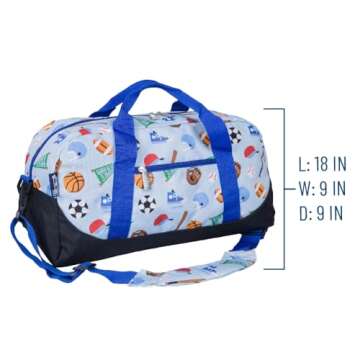 Wildkin Kids Overnighter Duffel Bags for Boys & Girls, Perfect for Early Elementary Sleepovers Duffel Bag for Kids, Carry-On Size & Ideal for School or Overnight Travel Bag (Game On)