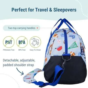 Wildkin Kids Overnighter Duffel Bags for Boys & Girls, Perfect for Early Elementary Sleepovers Duffel Bag for Kids, Carry-On Size & Ideal for School or Overnight Travel Bag (Game On)