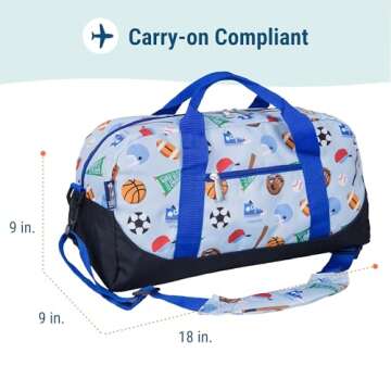Wildkin Kids Overnighter Duffel Bags for Boys & Girls, Perfect for Early Elementary Sleepovers Duffel Bag for Kids, Carry-On Size & Ideal for School or Overnight Travel Bag (Game On)