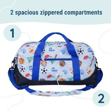 Wildkin Kids Overnighter Duffel Bags for Boys & Girls, Perfect for Early Elementary Sleepovers Duffel Bag for Kids, Carry-On Size & Ideal for School or Overnight Travel Bag (Game On)