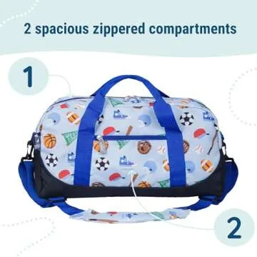 Wildkin Kids Overnighter Duffel Bags for Boys & Girls, Perfect for Early Elementary Sleepovers Duffel Bag for Kids, Carry-On Size & Ideal for School or Overnight Travel Bag (Game On)