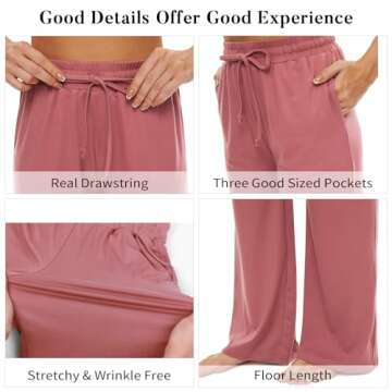 SICVEK Womens Yoga Lounge Sweatpants Wide Leg Pants Elastic Waist Drawstring Causal Athletic Long Pants with 3 Pockets(Cameo,M)
