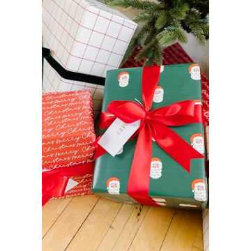 Merry Market Red Satin Ribbon for Holiday Gift Wrapping
