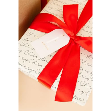 Merry Market Red Satin Ribbon for Holiday Gift Wrapping