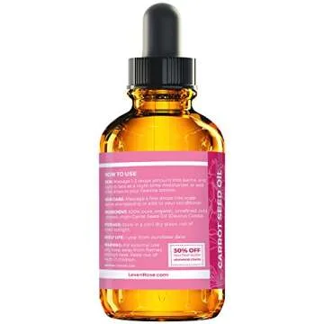 Leven Rose Carrot Seed Oil Pure Unrefined Cold Pressed Moisturizer for Hair Skin and Nails 1 oz