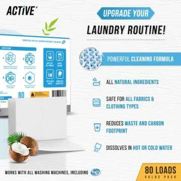 ACTIVE Enzyme Laundry Booster and Fresh Linen Laundry Detergent Sheets - Includes 80 Loads of Detergent Sheets and 64 Loads of Laundry Detergent Boosting Powder