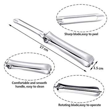 Mudder Stainless Steel Fruit Vegetable Rotary Peeler Carrots Potatoes Peeling Tools for Home and Kit...