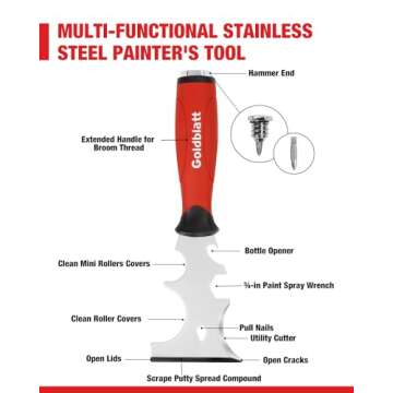 Goldblatt Drywall Hand Tool Kit - 14 in 1, 6 Pieces Stainless Steel Joint Knife, Taping Knives, Pani...