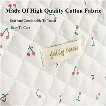 Jolly House Floral, Cotton Large Travel Cosmetic Bag Quilted, Coquette Makeup Bag Cute Aesthetic Floral Toiletry Bag Multifunction Storage Bag (Beige)