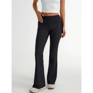 Trendy Queen Women Flare Yoga Pants Y2k Leggings High Waisted Workout Pant Fall Fashion 2025 Black L