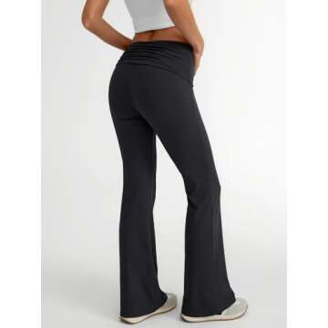 Trendy Queen Women Flare Yoga Pants Y2k Leggings High Waisted Workout Pant Fall Fashion 2025 Black L