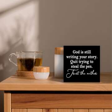 Luipk God Is Still Writing Your Story,Wood Box Sign Desk Decor, Christian Scripture Bible Verse Pray...