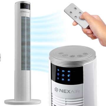 NEXAIR 36” Oscillating Tower Fan – Portable 3 Speed Cooling Fan with Remote Control for Home & O...