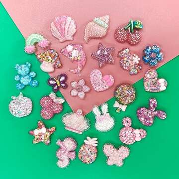 dntt 25PCS Cute bling Shoe Charms for Girls Cute Shoe Charms for Adults Teens Kids Kawaii Shoe Decoration Charms for Clog Sandals Birthday Party Gift