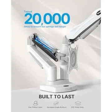 HUANUO Dual Monitor Stand - Full Adjustable Monitor Desk Mount Swivel Vesa Bracket with C Clamp, Grommet Mounting Base for 13 to 32 Inch Computer Screens - Each Arm Holds 4.4 to 19.8lbs - Whtie