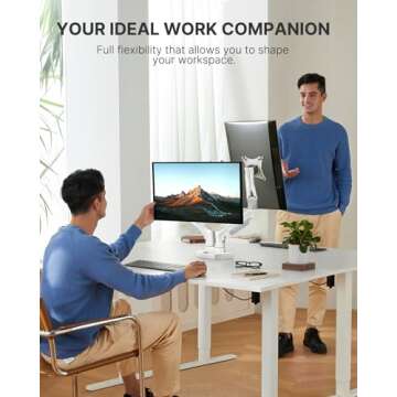 HUANUO Dual Monitor Stand - Full Adjustable Monitor Desk Mount Swivel Vesa Bracket with C Clamp, Grommet Mounting Base for 13 to 32 Inch Computer Screens - Each Arm Holds 4.4 to 19.8lbs - Whtie