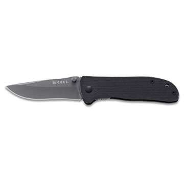 CRKT Drifter EDC Folding Pocket Knife: Everyday Carry, Gray Ti Nitride Blade, Thumb Stud Opening, Black G10 Handle, Pocket Clip 6450K