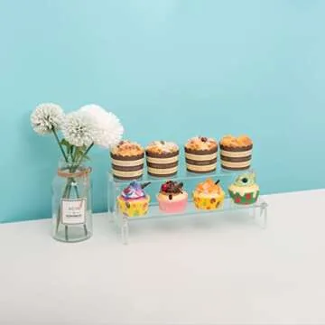 ihomecooker Clear Acrylic Display Riser 2 Tier Cupcake Stand Shelf for Decoration and Organizer