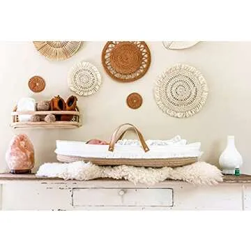 Original Cotton Rope Baby Changing Basket with Foam Pad & Organic Cover, Moses Basket, Changing Table Topper by Coastfully Yours | Farmhouse Nursery Decor | Boho Nursery Decor