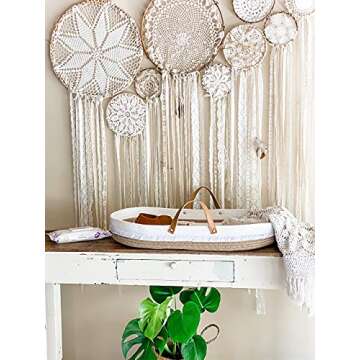 Original Cotton Rope Baby Changing Basket with Foam Pad & Organic Cover, Moses Basket, Changing Table Topper by Coastfully Yours | Farmhouse Nursery Decor | Boho Nursery Decor