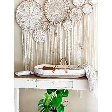 Original Cotton Rope Baby Changing Basket with Foam Pad & Organic Cover, Moses Basket, Changing Table Topper by Coastfully Yours | Farmhouse Nursery Decor | Boho Nursery Decor
