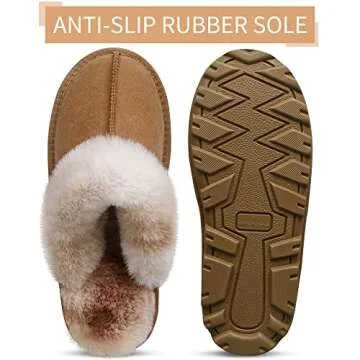 EZSURF Womens Fuzzy Outdoor House Slippers Super Soft Slip On Slippers Cozy Plush Faux Fur Scuff Ind...