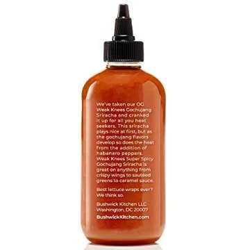 Weak Knees Super Spicy Gochujang Hot Sauce, 10.5oz Easy Squeeze Bottle, Classic Sriracha mixed with ...