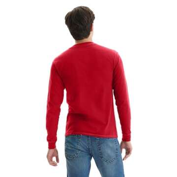 Hanes Men's T-Shirts, Men's BeefyT Henley Shirts, Men's Cotton Long Sleeve Shirts