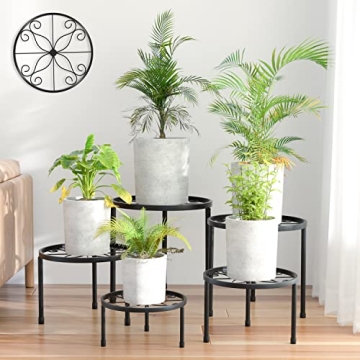 Linpla 5-Pack Decent Metal Plant Stands, Heavy Duty Flower Pot Stands for Multiple Plant, Anti-Rust ...