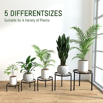 Linpla 5-Pack Metal Plant Stands - Durable & Stylish Elevation