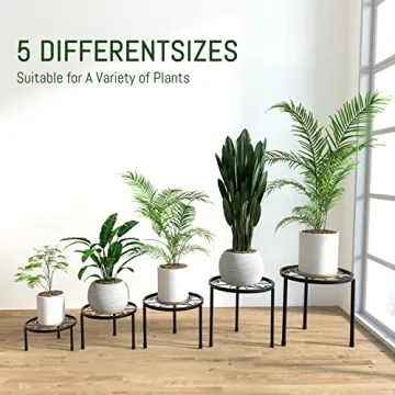 Linpla 5-Pack Metal Plant Stands - Durable & Stylish Elevation