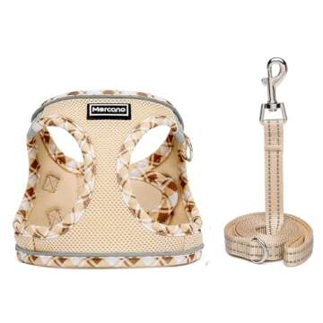 Mercano Soft Mesh Dog Harness and Leash Set - No-Choke Reflective Breathable Harness for Small Dogs ...