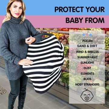 Baby Car Seat Cover - Multi Use Nursing Cover Pattern - Ideal Grocery Cart Cover and Highchair - Nursing Breastfeeding - Resistant - Perfect Baby Gift