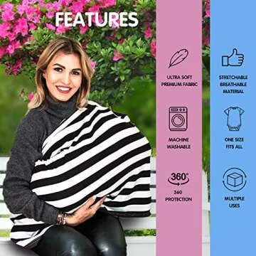 Baby Car Seat Cover - Multi Use Nursing Cover Pattern - Ideal Grocery Cart Cover and Highchair - Nursing Breastfeeding - Resistant - Perfect Baby Gift